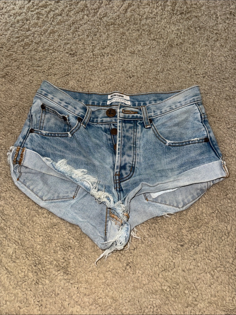 One Teaspoon Light Wash Distressed Denim Cutoff Shorts